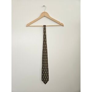 Brioni‎ Roma Silk Tie Brown Gold Geometric Medallion Italy Handmade Luxury